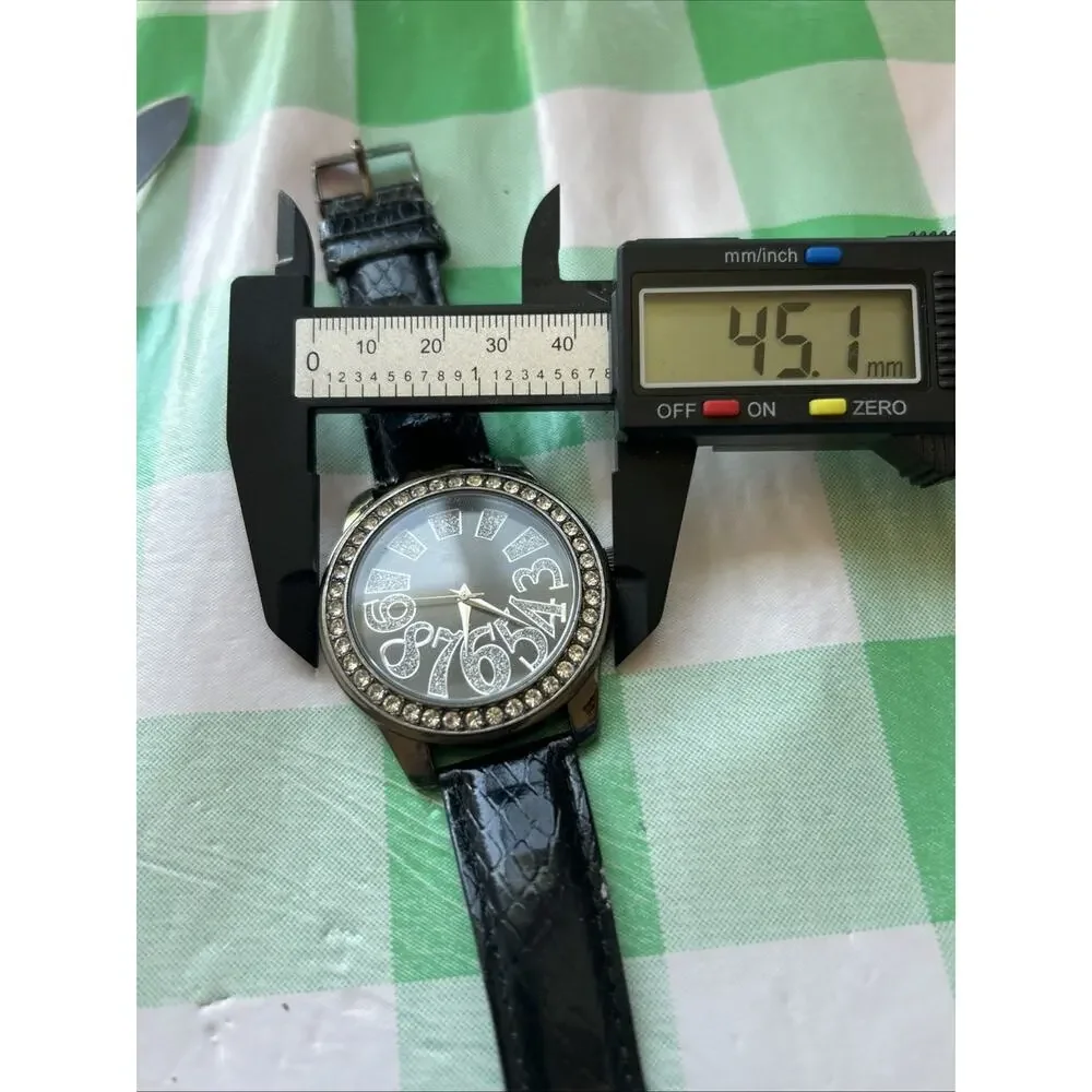 Dark Silver Tone Black Dial And Band Women’s Quartz Watch
